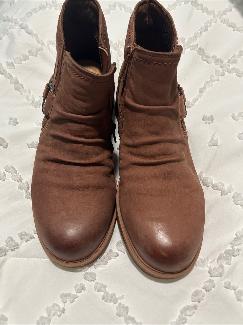 Clarks Brown Leather Ankle Booties with Side Buckle